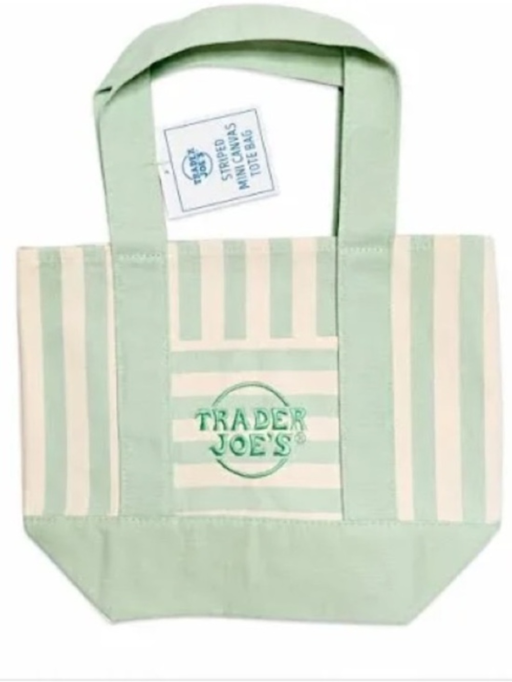 Trader Joe's Green Striped Canvas Tote
